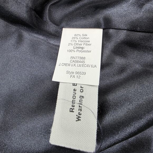 J Crew Blazer Women 6 Blue Silk Blend Tweed Hook Eye Pockets Lined Career Jacket - Picture 16 of 16